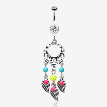 Vintage Enchanted Dream Catchers Belly Button Ring-Retro Yellow